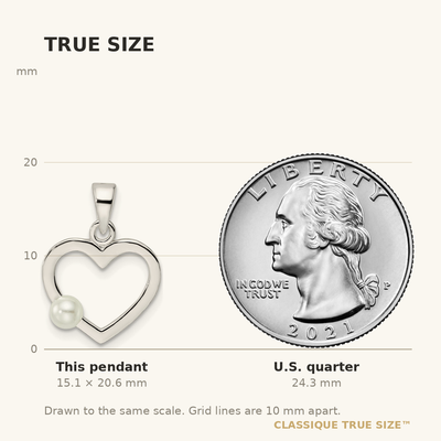 Sterling Silver Polished Imitation Pearl Heart Pendant