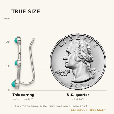 Sterling Silver Rhodium-plated Created Turquoise Ear Climber Earrings