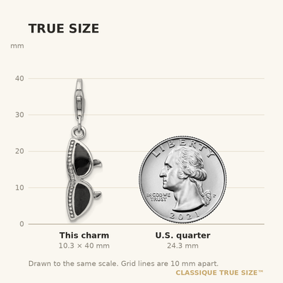 Amore La Vita Sterling Silver Rhodium-plated Polished 3-D Enameled Sunglass Charm with Fancy Lobster Clasp