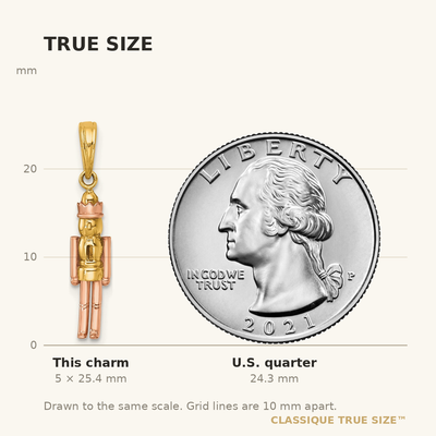 14K with Rose-plating Polished Nut Cracker Charm
