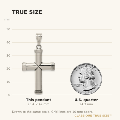Sterling Silver Latin Cross Pendant, 47 x 25mm
