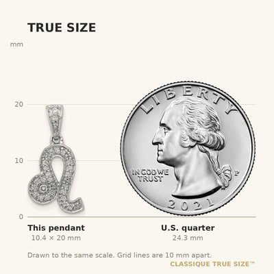 14K White Gold Diamond Leo Zodiac Pendant