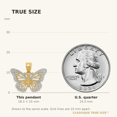 14K w/ Rhodium Butterfly Pendant