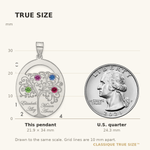 Sterling Silver/Rhod-plated 4 Birthstone with SS Bezel Family Pendant view 4