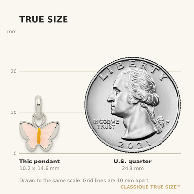 Sterling Silver Polished Pink/Orange Enamel Butterfly Children's Pendant