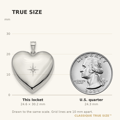 Sterling Silver Rhod-plated w/ Diamond Star Ash Holder Heart Locket