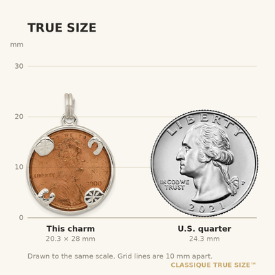 Sterling Silver Rhodium-plated Penny Charm