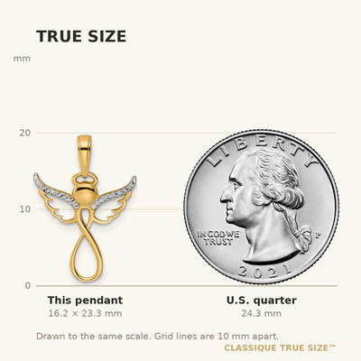14K w/White Rhodium D/C Infinity Angel Pendant