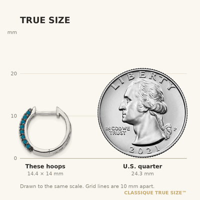 14K White Gold White and Blue Diamond Hinged Hoop Earrings