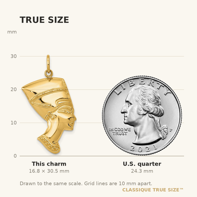 14K Nefertiti Charm, 30.5 x 16mm