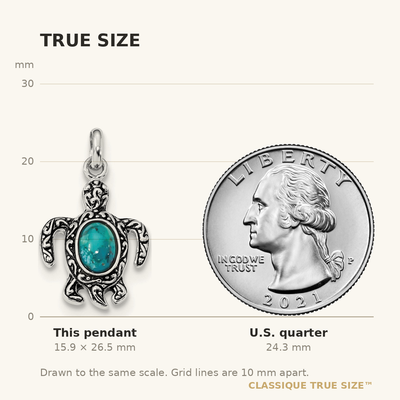 Sterling Silver Rhodium-plated Antiqued Reconstituted Turquoise Turtle Pendant