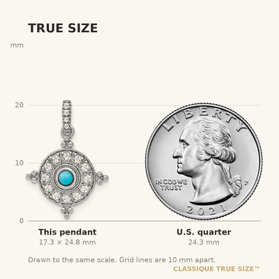 14K White Gold Turquoise and White Topaz Pendant, 24.8 x 16.3mm