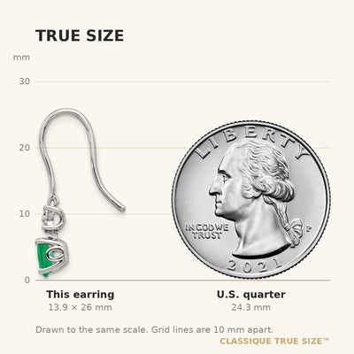 14K White Gold 1/ Diamond and Oval Emerald Dangle Earrings