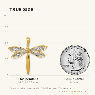 14K with Rhodium Dragonfly Pendant