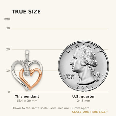 14K White and Rose Gold 1/. Diamond Double Heart Pendant