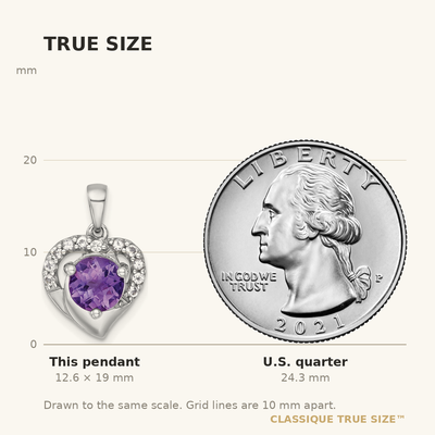 Sterling Silver Rhodium-plated Polished Fancy Amethyst and White Topaz Heart Pendant