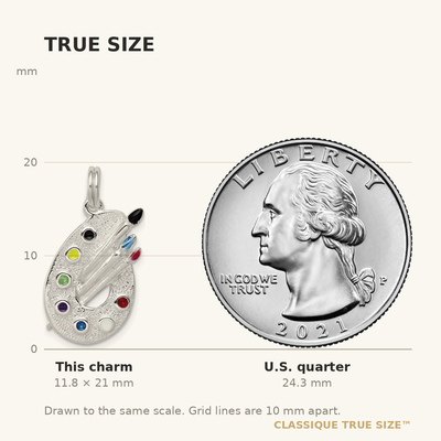Sterling Silver Rhodium-plated Enameled Painting Palette Charm