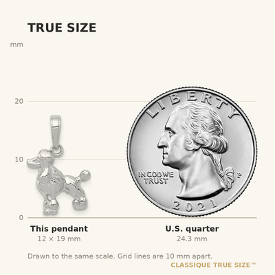 14K White Gold Poodle Dog Pendant