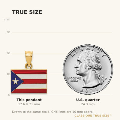 14K Solid Enameled Puerto Rico Flag Pendant