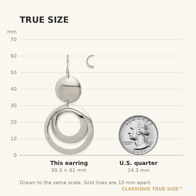 Sterling Silver Polished Fancy Circle Dangle Earrings, 61 x 30mm