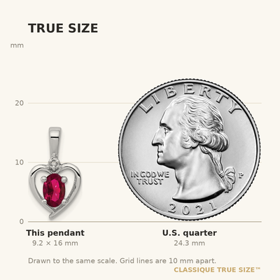Sterling Silver Rhodium-plated Created Ruby & Diam. Pendant, 16 x 10mm