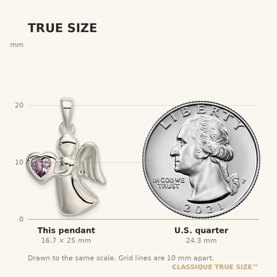 Sterling Silver Angel w/Light Purple CZ Heart Pendant