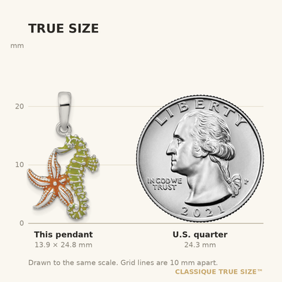 De-Ani Sterling Silver Rhodium-Plated Enameled Starfish and Seahorse Pendant