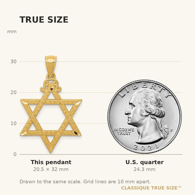 14K Diamond-cut Star of David Pendant