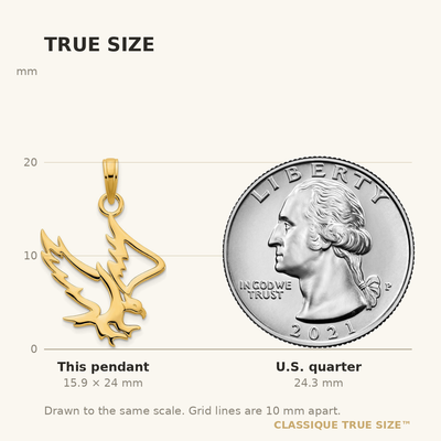 14K Eagle Pendant, 24 x 19mm