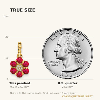 14K Ruby and Diamond Floral Pendant