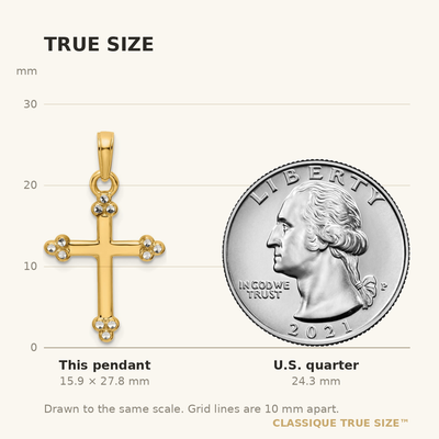 14K w/Rhodium D/C Cross Pendant, 27.84 x 16.16mm