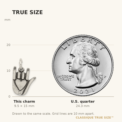 Sterling Silver Antiqued Sign Language Charm