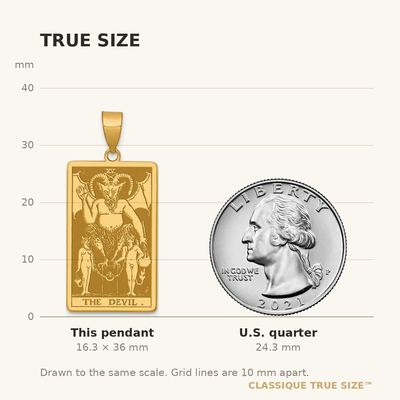 14K Yellow Gold The Devil Tarot Card Pendant