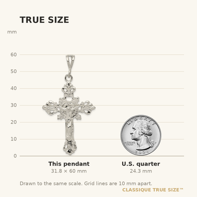 Sterling Silver Inri Crucifix Pendant, 60 x 31mm