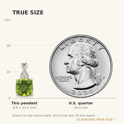14K White Gold Checkerboard Peridot and Diamond Pendant