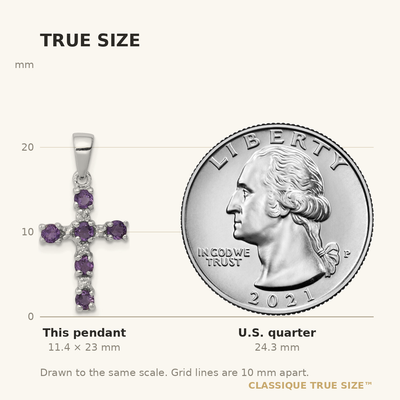 Sterling Silver RH Plated Amethyst and Diamond Accent Cross Pendant