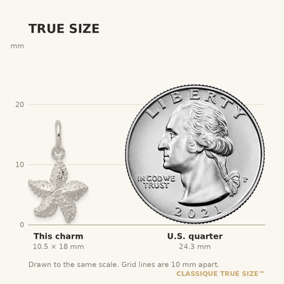 Sterling Silver Starfish Charm, 18 x 14mm