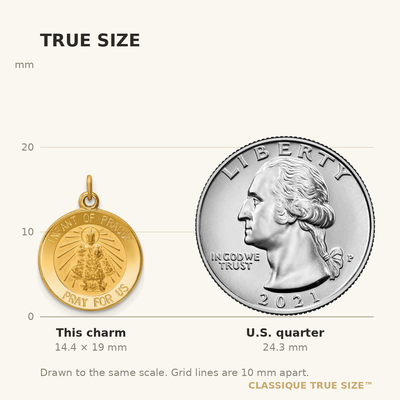 14K Infant of Prague Medal Charm, 19 x 15mm