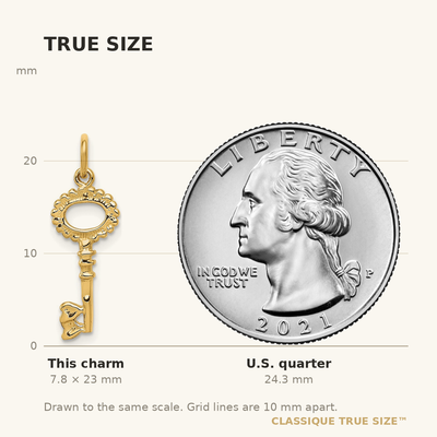 14K Polished Key Charm, 23 x 7mm