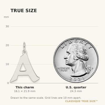 Small Sterling Silver Rhodium-plated Artisan Block Letter Initial Charm