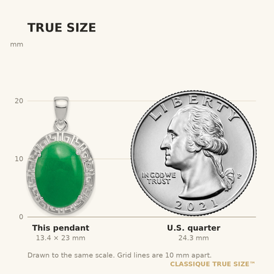 Sterling Silver Jade Greek Key Pendant
