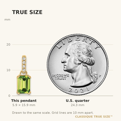 14K Peridot and Diamond Pendant, 15.9 x 5.5mm