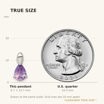 Sterling Silver Rhodium-plated Polished Pear Amethyst Teardrop Chain Slide Pendant