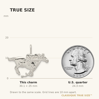 Sterling Silver Race Horse Charm, 25 x 30mm