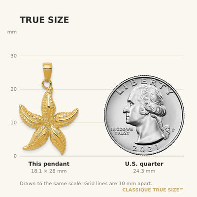 14K Textured Starfish Pendant