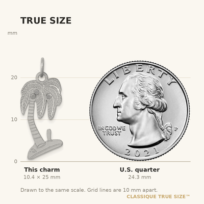 Sterling Silver Rhodium-plated Palm Tree Polished Charm