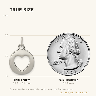 Sterling Silver Polished Circle with Punch Out Heart Charm