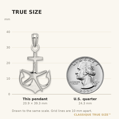 De-Ani Sterling Silver Rhodium-Plated Polished Anchor with Starfish Pendant