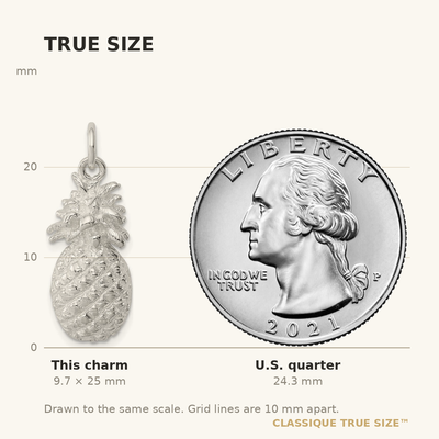 Sterling Silver Pineapple Charm, 25 x 11mm