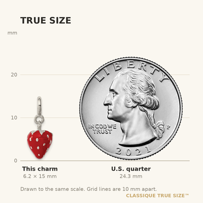 Sterling Silver Rhodium-plated Red Enameled Strawberry Charm